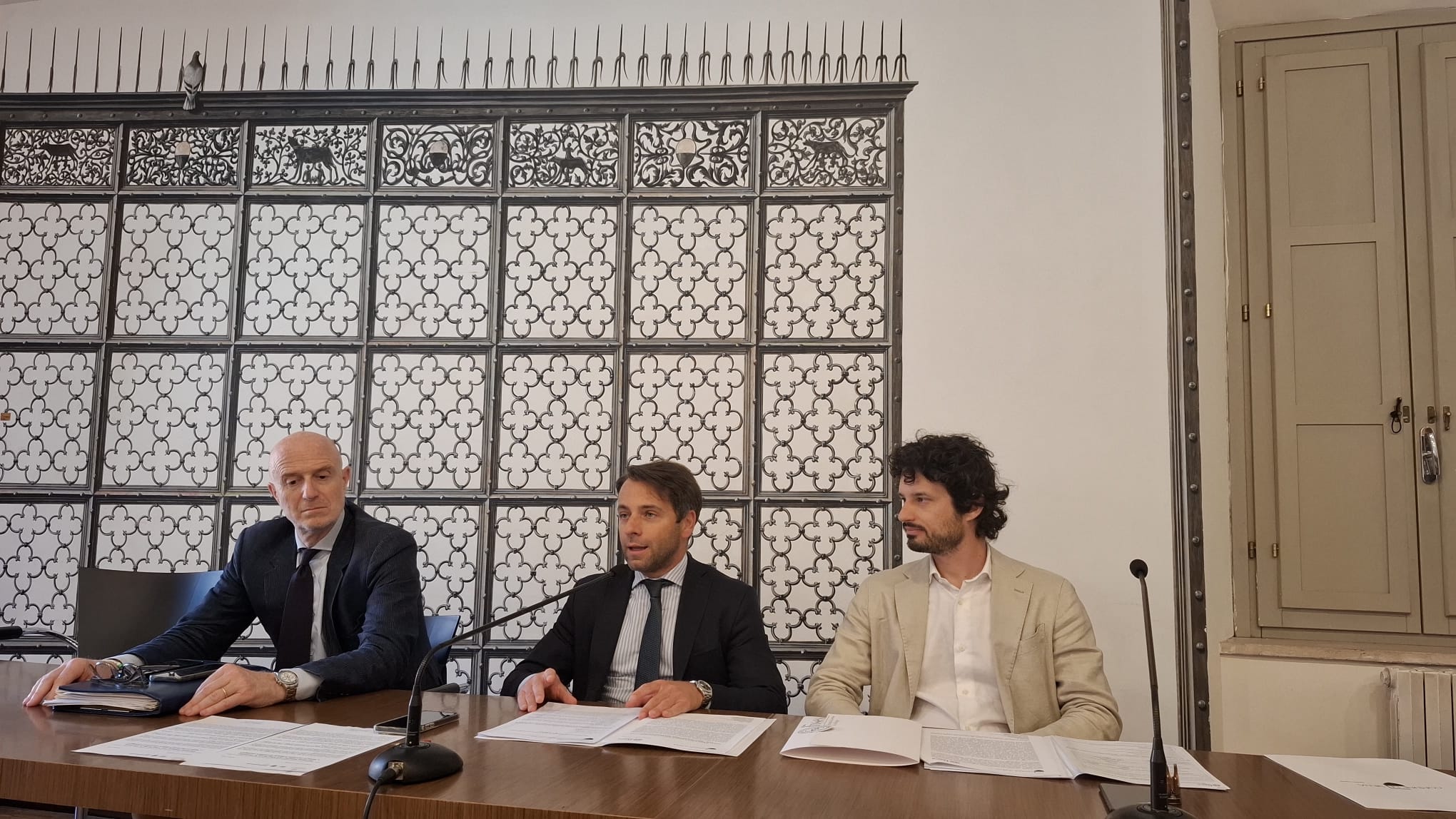 Conferenza stampa contributi commercio centro storico - Collodel, Loré, Piroli