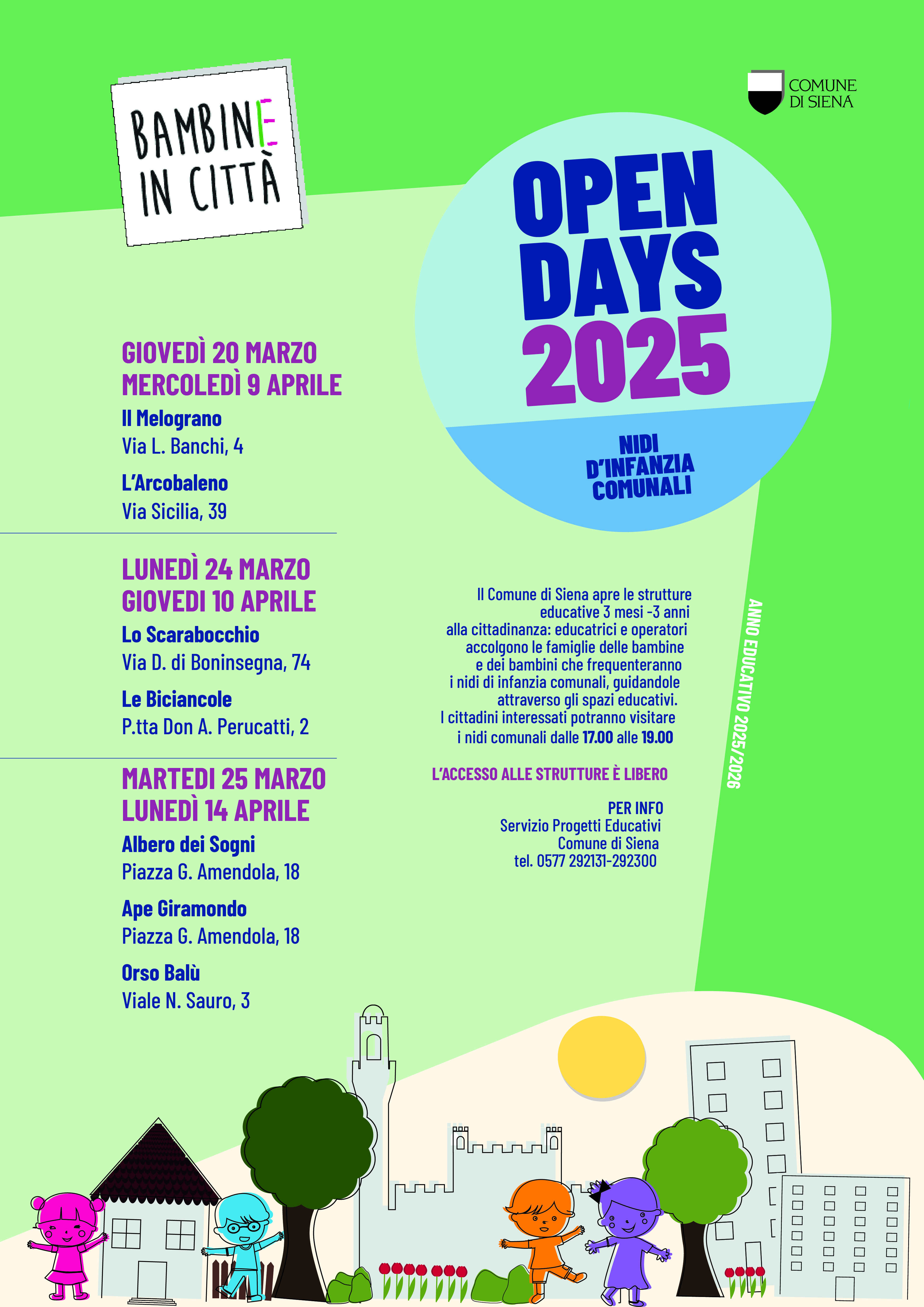 Locandina open days Nidi d'Infanzia comunali 2025