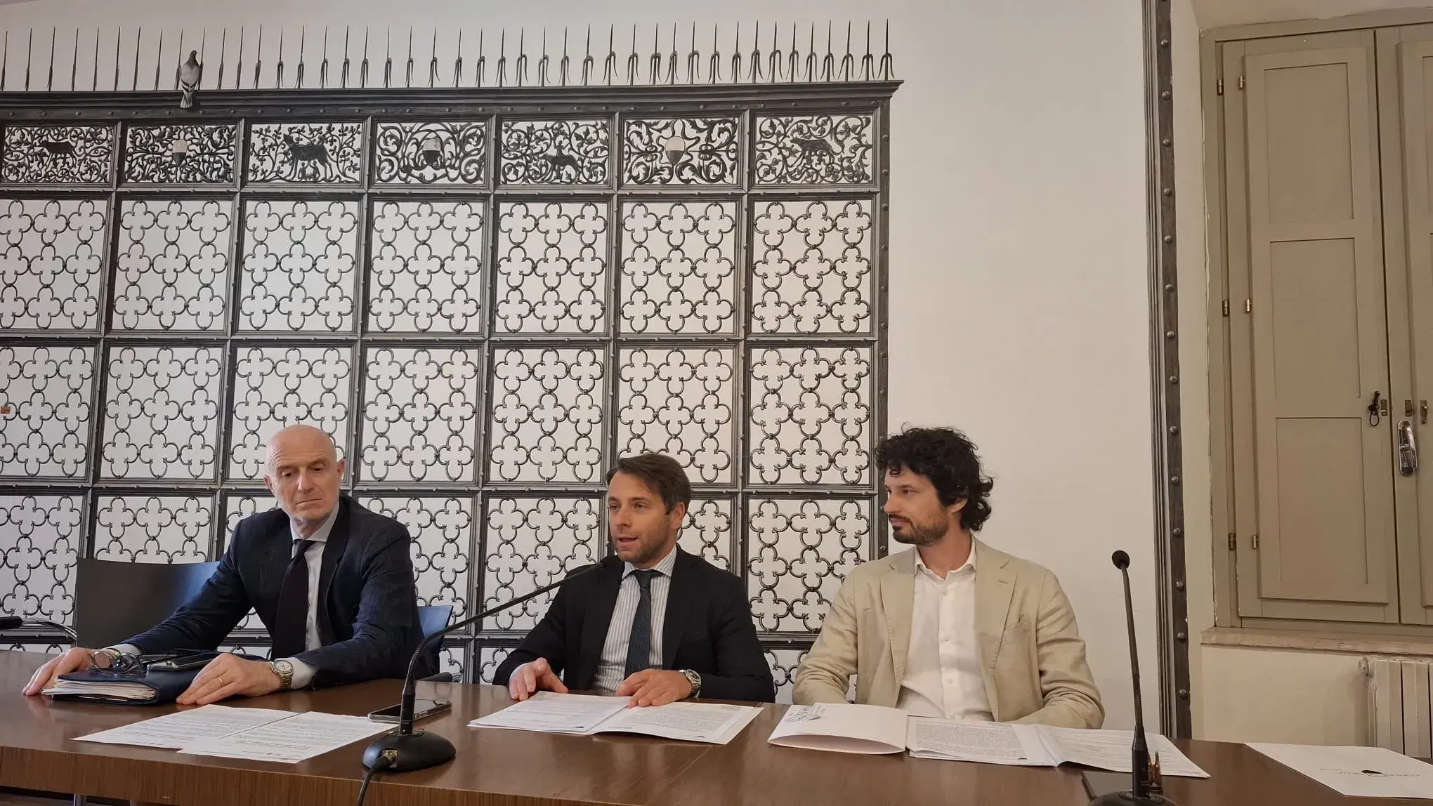 Conferenza stampa contributi commercio centro storico - Collodel, Loré, Piroli